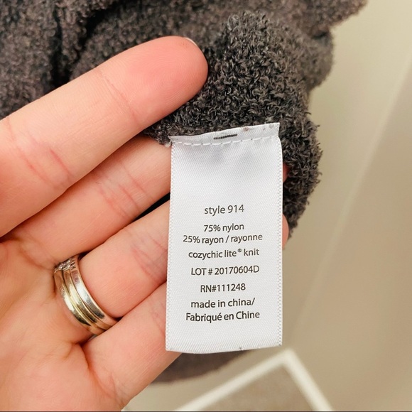 Barefoot Dreams CozyChic Lite Pullover Sweater Charcoal Sz Medium - Picture 5 of 9